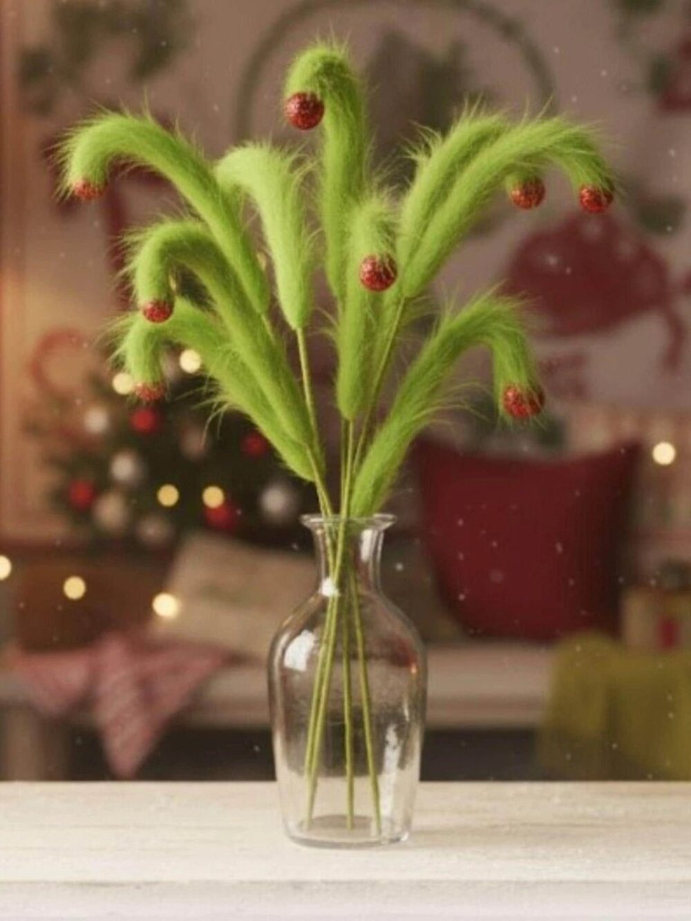 David Christopher You're a Mean One Furry Curl Spray Holiday Stem Christmas Pick